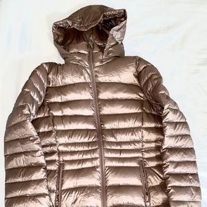 Tan Down Jacket Trenchcoat Puffer, Small